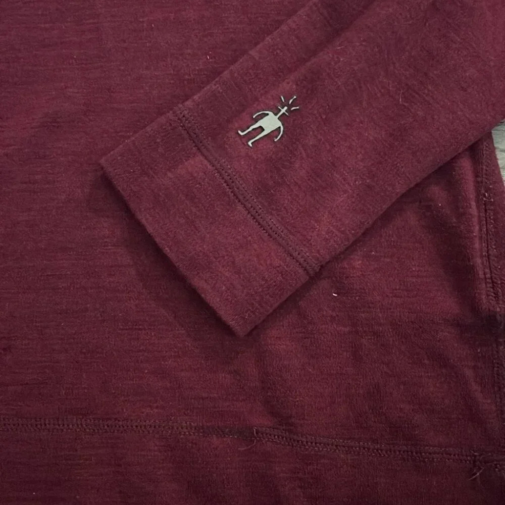 [L]SmartWool Burgundy LS Merino Wool 1/4 Zip Sweater Base Layer - Picture 3 of 8